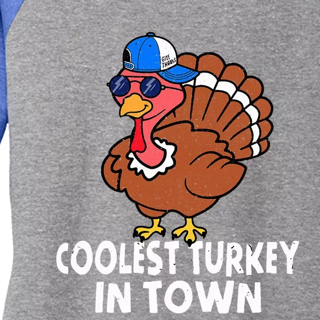 Coolest Turkey In Town Funny Turkey Thanksgiving Women's Tri-Blend 3/4-Sleeve Raglan Shirt