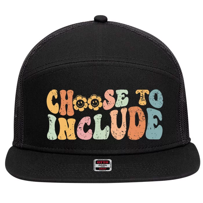 Choose To Include For Autism Teacher Special Education SPED 7 Panel Mesh Trucker Snapback Hat