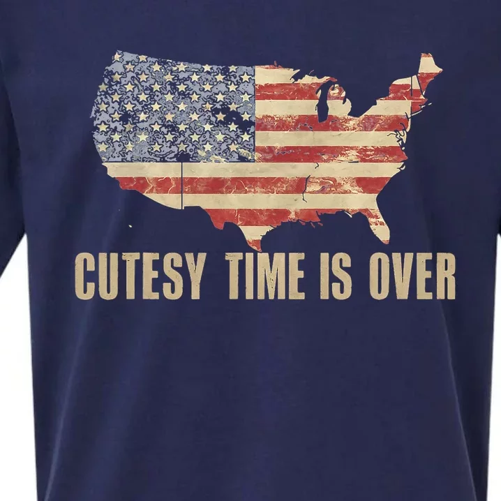 Cutesy Time Is Over American Flag Patriotic Conservative Sueded Cloud Jersey T-Shirt