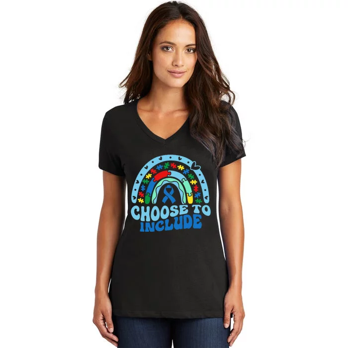 Choose To Include Special Education Teacher Autism Awareness Women's V-Neck T-Shirt