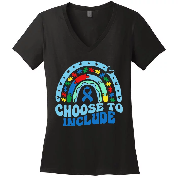 Choose To Include Special Education Teacher Autism Awareness Women's V-Neck T-Shirt