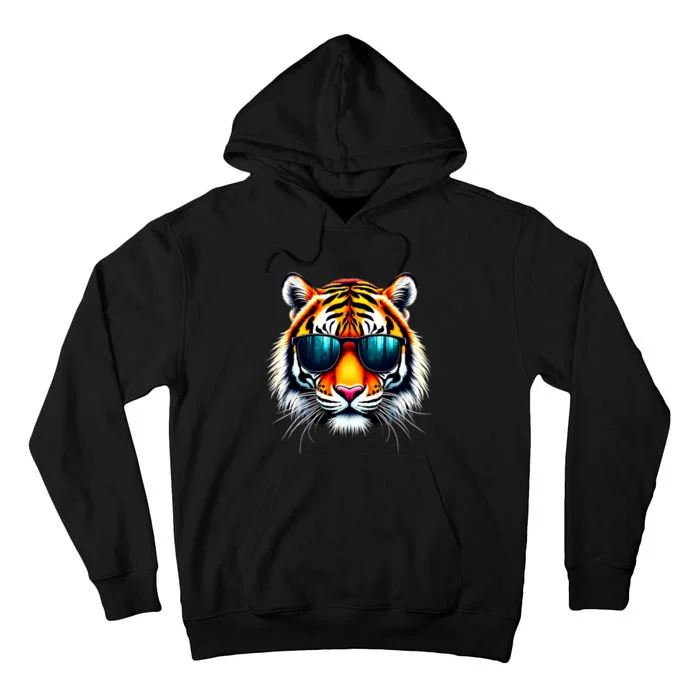 Cool Tiger In Sunglasses Graphic Tigers Tall Hoodie