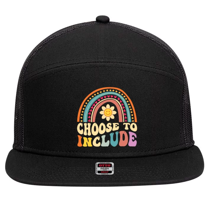 Choose To Include For Autism Teacher Special Education SPED 7 Panel Mesh Trucker Snapback Hat