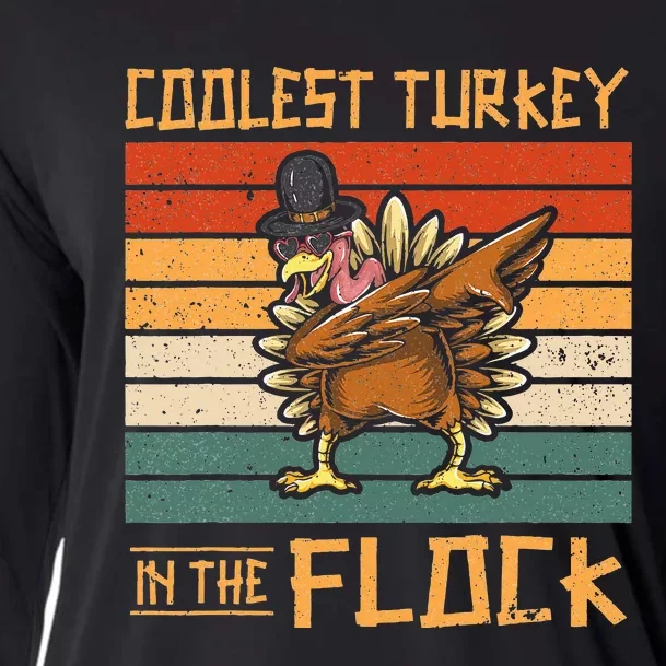 Coolest Turkey in the Flock Funny Thanksgiving Turkey Trot Cooling Performance Long Sleeve Crew