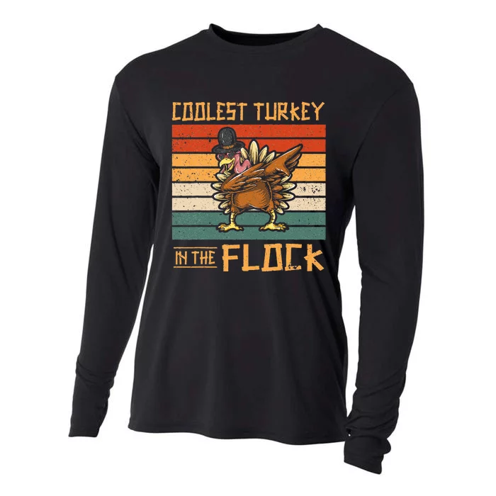 Coolest Turkey in the Flock Funny Thanksgiving Turkey Trot Cooling Performance Long Sleeve Crew