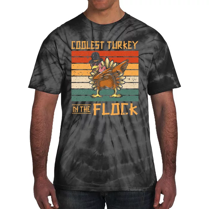 Coolest Turkey in the Flock Funny Thanksgiving Turkey Trot Tie-Dye T-Shirt