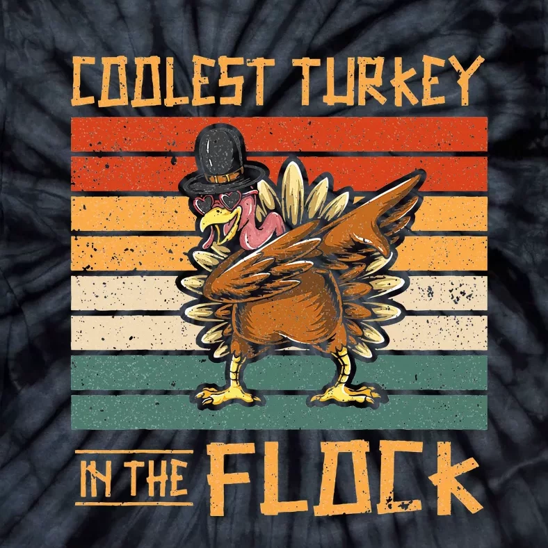 Coolest Turkey in the Flock Funny Thanksgiving Turkey Trot Tie-Dye T-Shirt