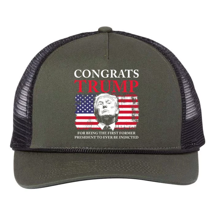 Congrats Trump Indicted Funny Trump Indictment Retro Rope Trucker Hat Cap