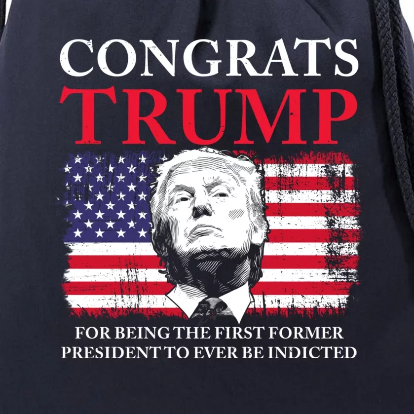 Congrats Trump Indicted Funny Trump Indictment Drawstring Bag