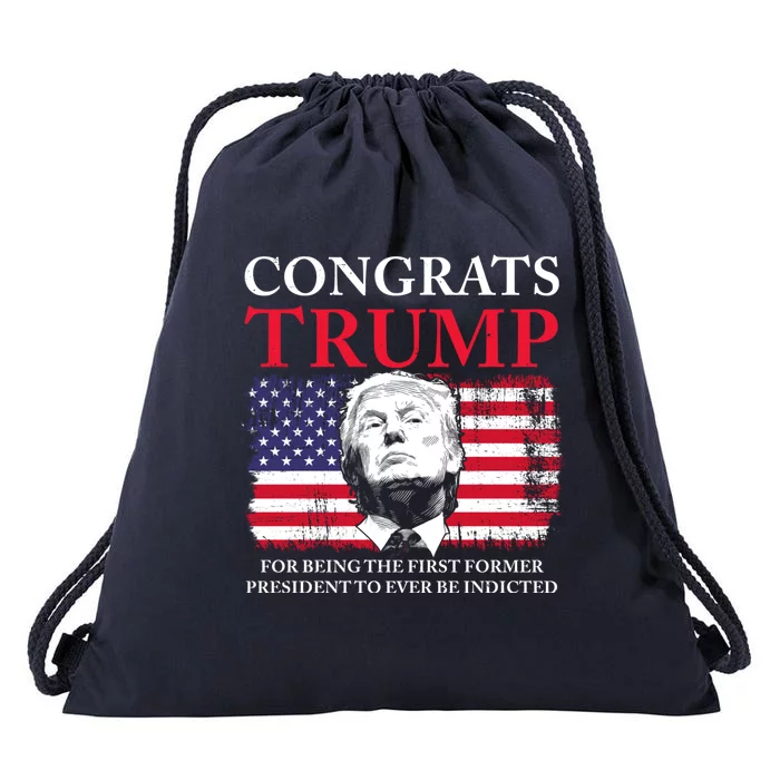 Congrats Trump Indicted Funny Trump Indictment Drawstring Bag