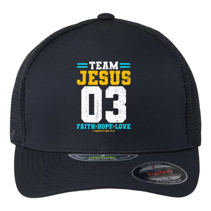 Christian Team Jesus 03 Faith Hope Love Flexfit Unipanel Trucker Cap