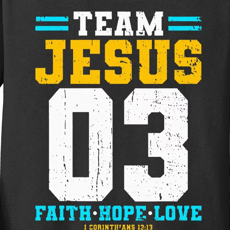 Christian Team Jesus 03 Faith Hope Love Kids Long Sleeve Shirt