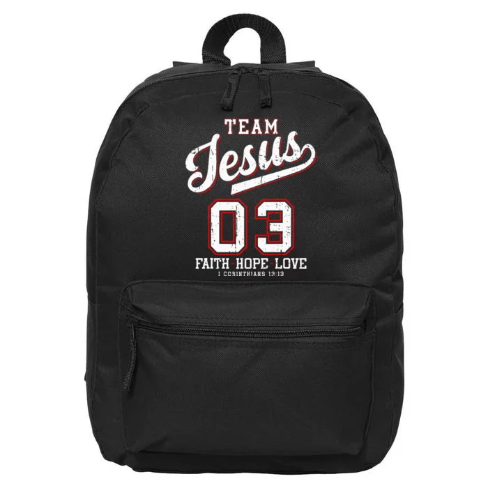 Christian Team Jesus 03 Faith Hope Love 16 in Basic Backpack