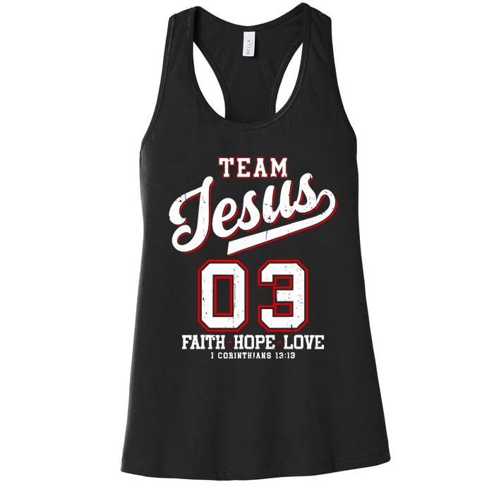 Christian Team Jesus 03 Faith Hope Love Women's Racerback Tank