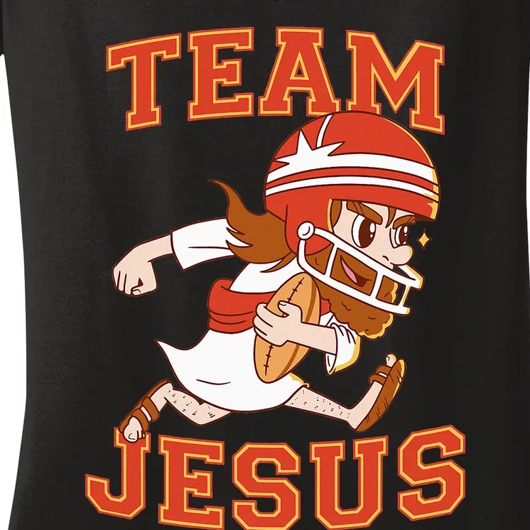 Christian Team Jesus Football Lover Faith Hope Christmas Women's V-Neck T-Shirt