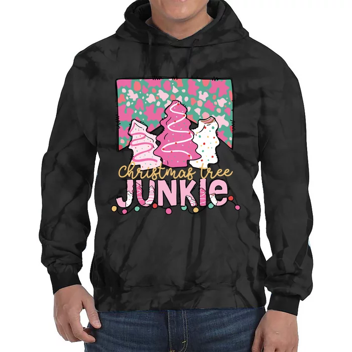 Christmas Tree Junkie Cake Pink Tie Dye Hoodie