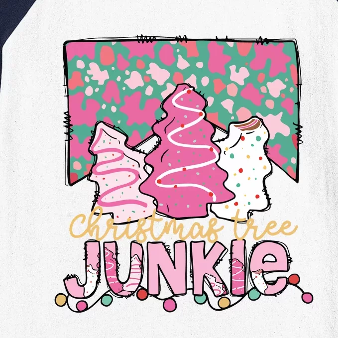 Christmas Tree Junkie Cake Pink Baseball Sleeve Shirt