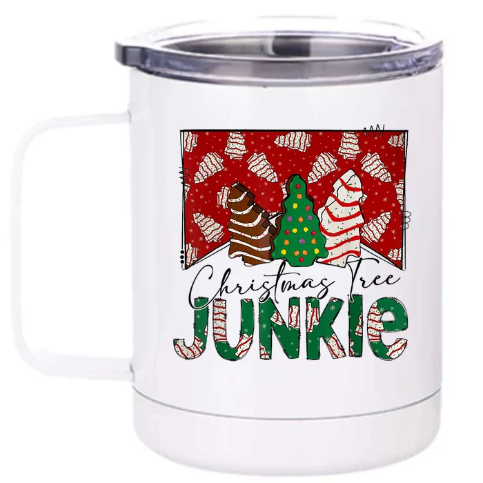 Christmas Tree Junkie Christmas Tree Cakes Junkie Christmas Front & Back 12oz Stainless Steel Tumbler Cup