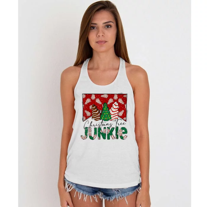 Christmas Tree Junkie Christmas Tree Cakes Junkie Christmas Women's Knotted Racerback Tank