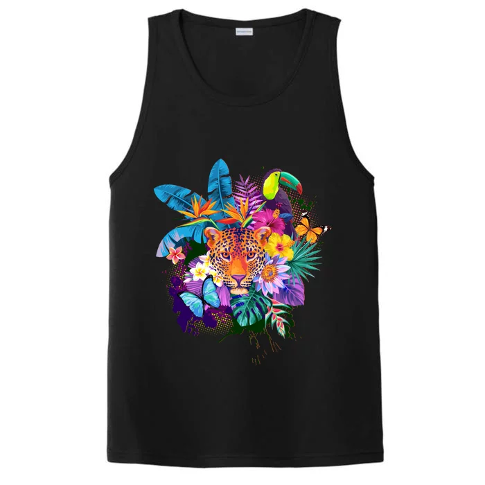 Colorful Tropical Jungle Animals Performance Tank