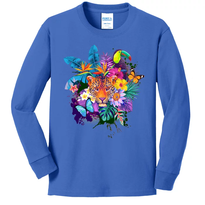 Colorful Tropical Jungle Animals Kids Long Sleeve Shirt