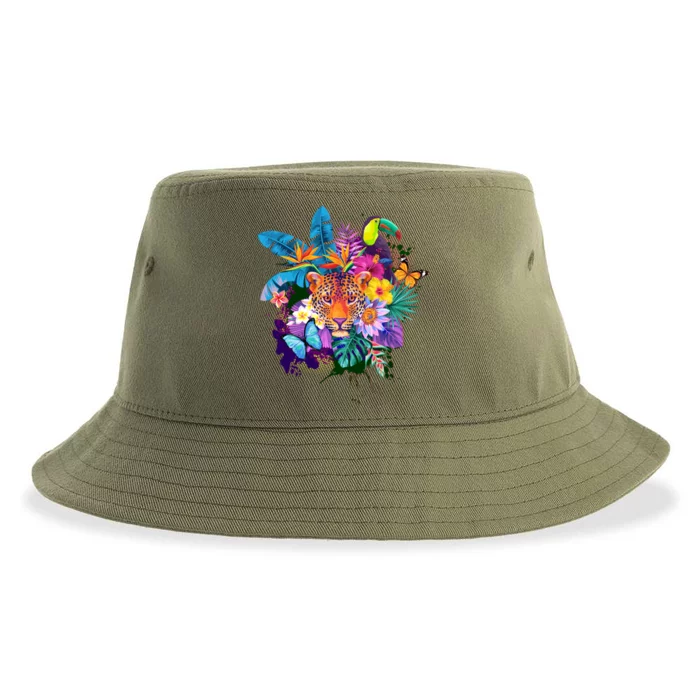 Colorful Tropical Jungle Animals Sustainable Bucket Hat