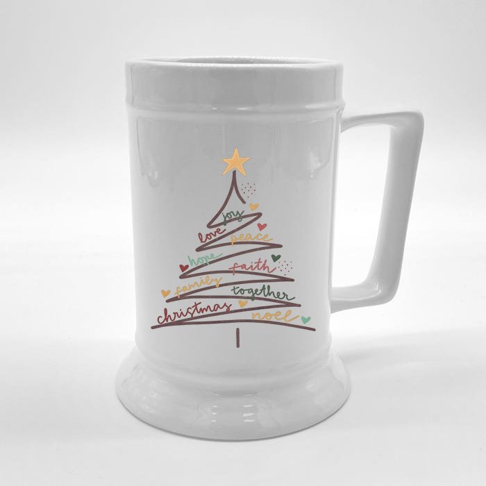 Christmas Tree Joy Love Peace Hope Faith Front & Back Beer Stein