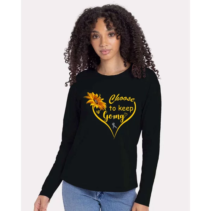 Choose To Keep Going Brain Cancer Awareness Womens Cotton Relaxed Long Sleeve T-Shirt