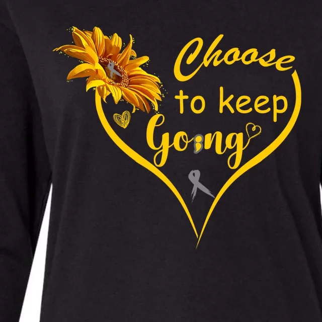 Choose To Keep Going Brain Cancer Awareness Womens Cotton Relaxed Long Sleeve T-Shirt