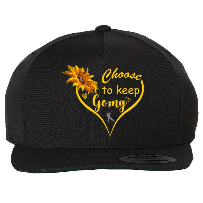 Choose To Keep Going Brain Cancer Awareness Wool Snapback Cap