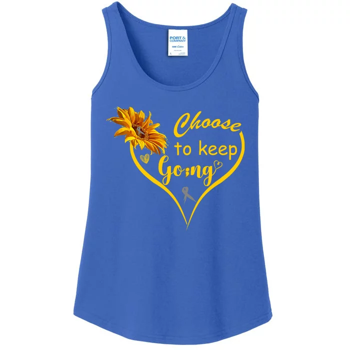 Choose To Keep Going Brain Cancer Awareness Ladies Essential Tank