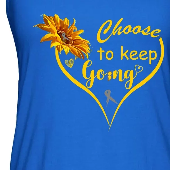 Choose To Keep Going Brain Cancer Awareness Ladies Essential Flowy Tank