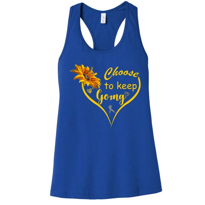 Choose To Keep Going Brain Cancer Awareness Women's Racerback Tank