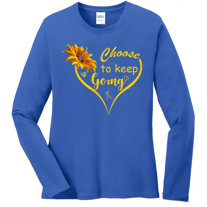 Choose To Keep Going Brain Cancer Awareness Ladies Long Sleeve Shirt