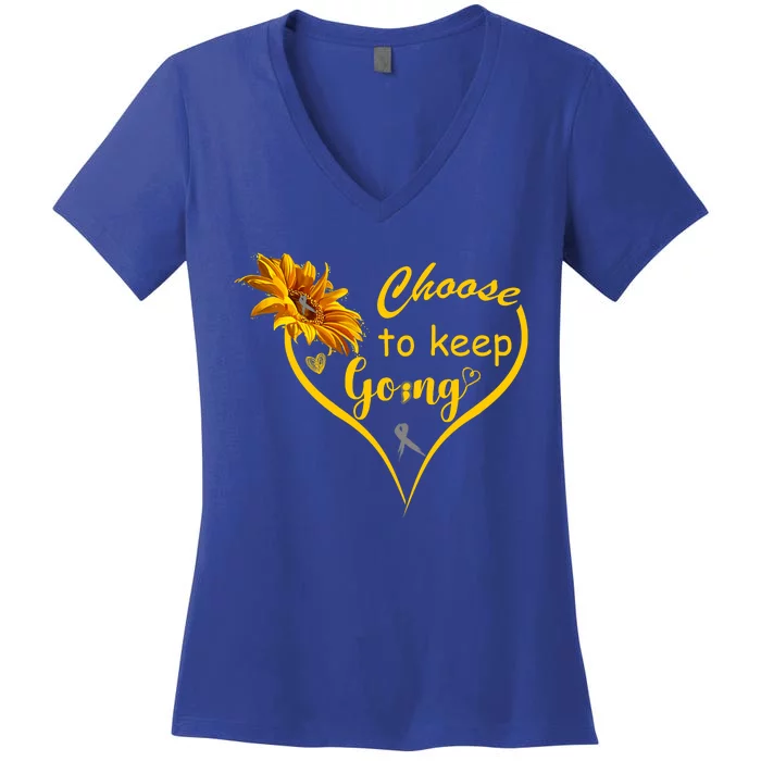 Choose To Keep Going Brain Cancer Awareness Women's V-Neck T-Shirt