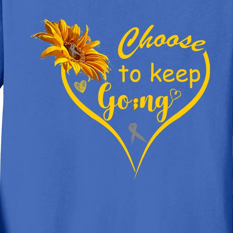 Choose To Keep Going Brain Cancer Awareness Kids Long Sleeve Shirt