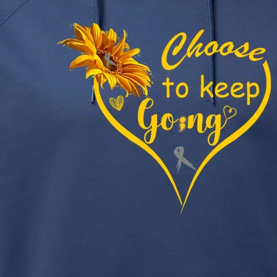 Choose To Keep Going Brain Cancer Awareness Performance Fleece Hoodie