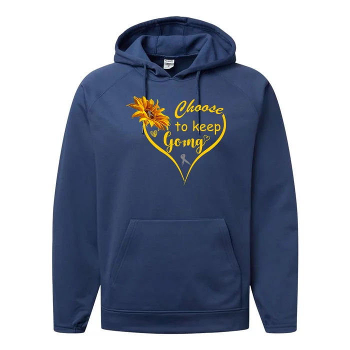 Choose To Keep Going Brain Cancer Awareness Performance Fleece Hoodie