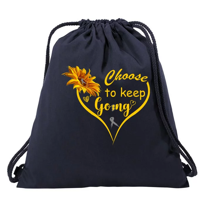 Choose To Keep Going Brain Cancer Awareness Drawstring Bag