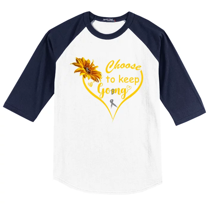 Choose To Keep Going Brain Cancer Awareness Baseball Sleeve Shirt