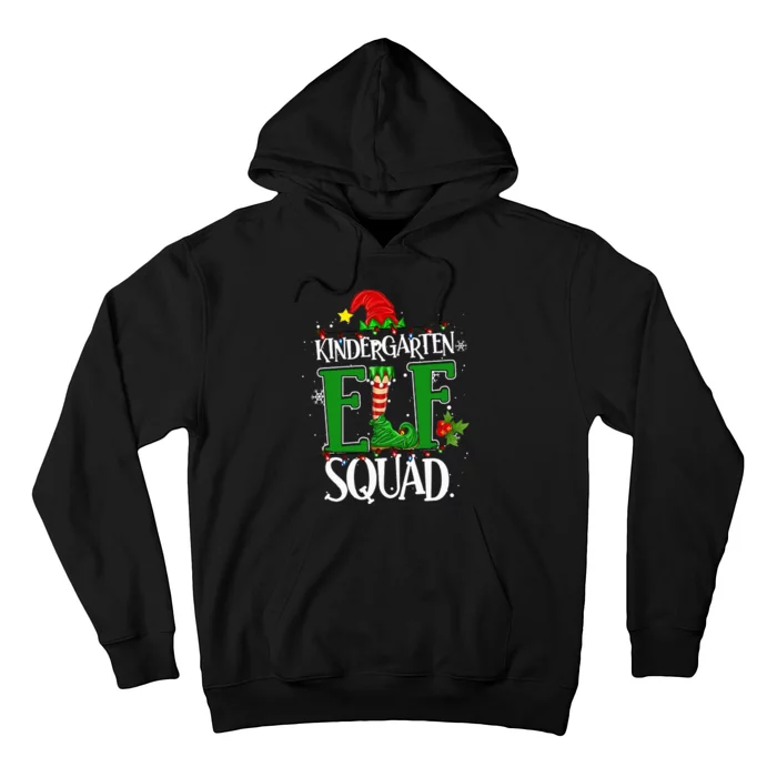 Christmas Teacher Kindergarten Elf Squad Xmas Lights Pajamas Hoodie