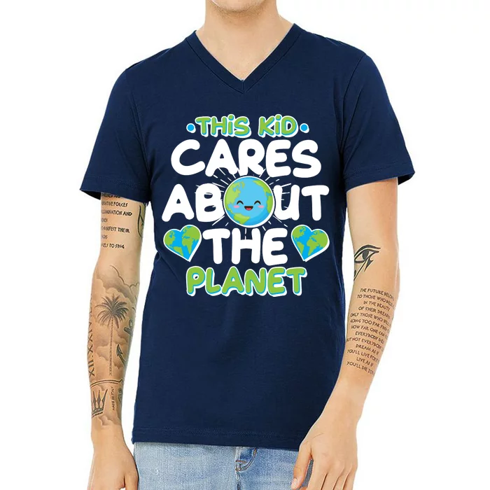 Cute This Kid Cares About The Planet V-Neck T-Shirt