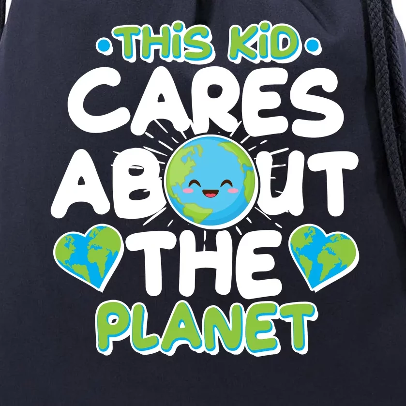 Cute This Kid Cares About The Planet Drawstring Bag