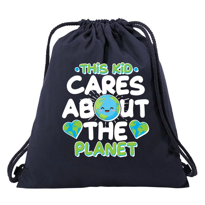 Cute This Kid Cares About The Planet Drawstring Bag