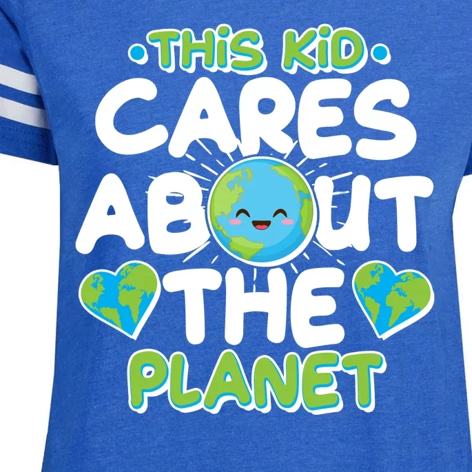 Cute This Kid Cares About The Planet Enza Ladies Jersey Football T-Shirt