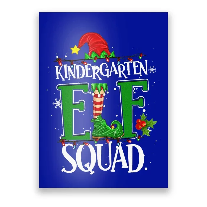 Christmas Teacher Kindergarten Elf Squad Xmas Lights Pajamas Poster