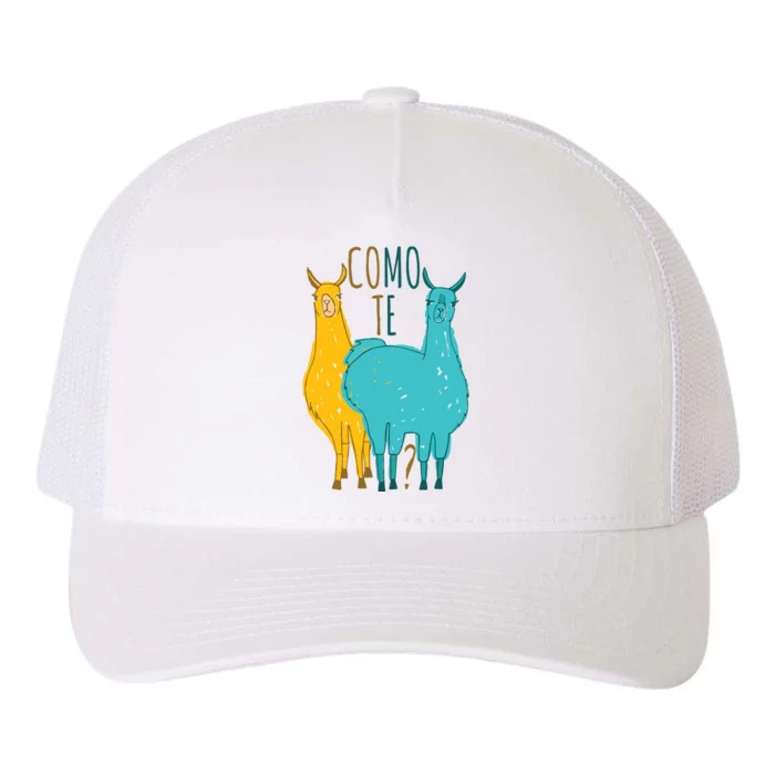 Como Te Llamas Funny Spanish Joke Llama Yupoong Adult 5-Panel Trucker Hat