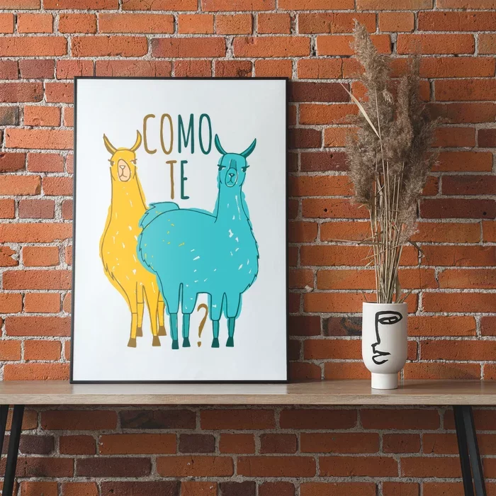 Como Te Llamas Funny Spanish Joke Llama Poster