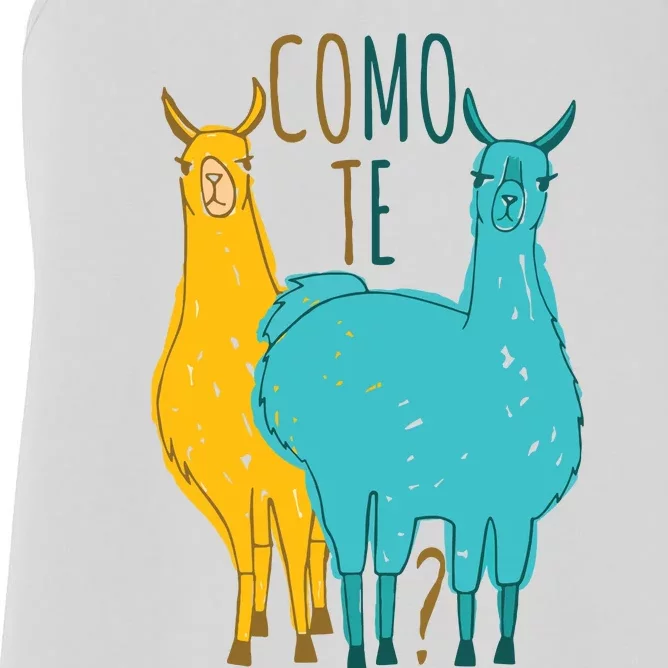 Como Te Llamas Funny Spanish Joke Llama Women's Racerback Tank