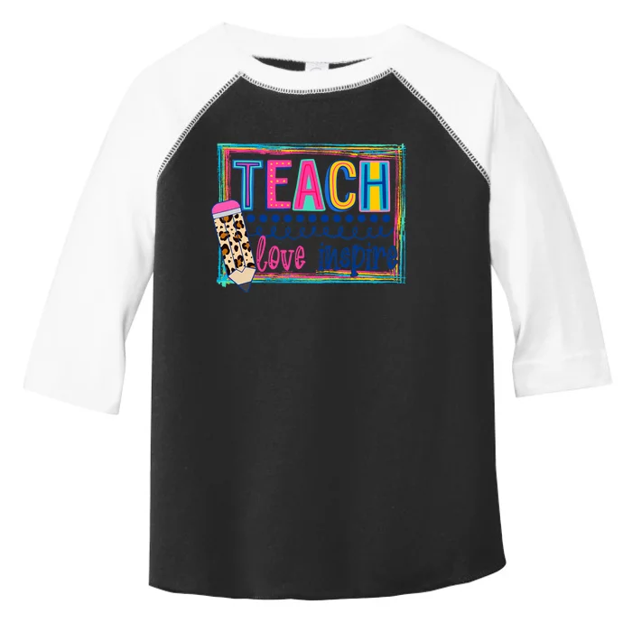 Cute Teach Love And Inspire Teacher Back To School Toddler Fine Jersey T-Shirt